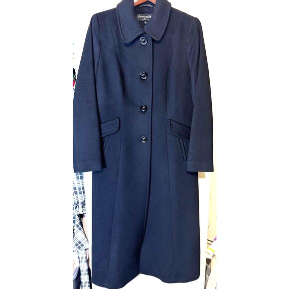 Forecaster Of Boston VINTAGE Womens Sz 14 Black Full Length Coat Lambs Wool - Picture 1 of 7